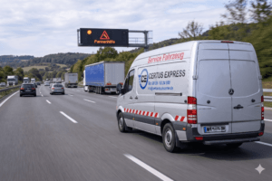Mobiler LKW Pannenservice von Certus Express auf der Autobahn bei Mainz Bodenheim.